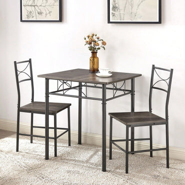 3-Piece Grey Kitchen Dining Set with Sturdy Chairs Comfortable Versatile Design Easy to Clean Ideal for Home or Office
