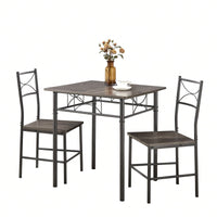3-Piece Grey Kitchen Dining Set with Sturdy Chairs Comfortable Versatile Design Easy to Clean Ideal for Home or Office