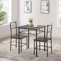 3-Piece Grey Kitchen Dining Set with Sturdy Chairs Comfortable Versatile Design Easy to Clean Ideal for Home or Office
