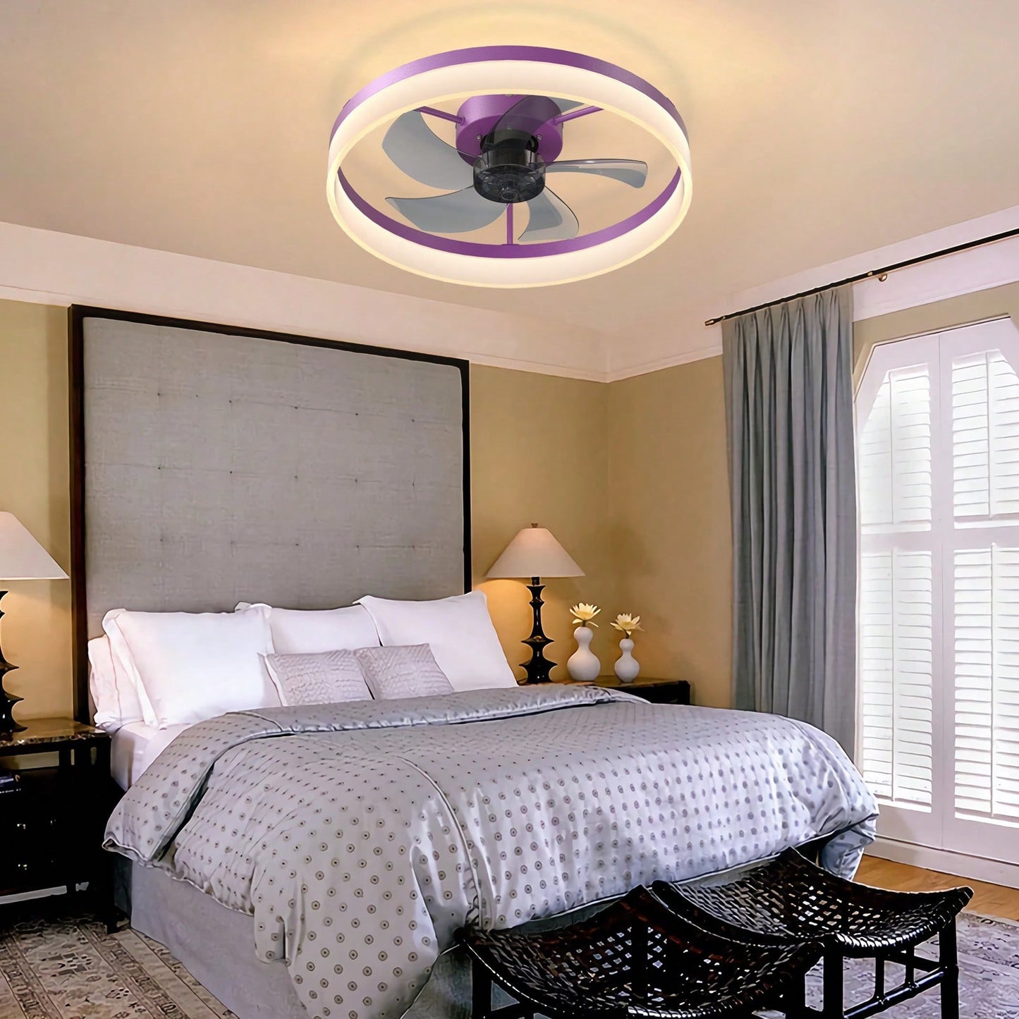 Dimmable LED Ceiling Fan with Remote Control Modern Design Adjustable Speed Silent Operation Indoor Lighting