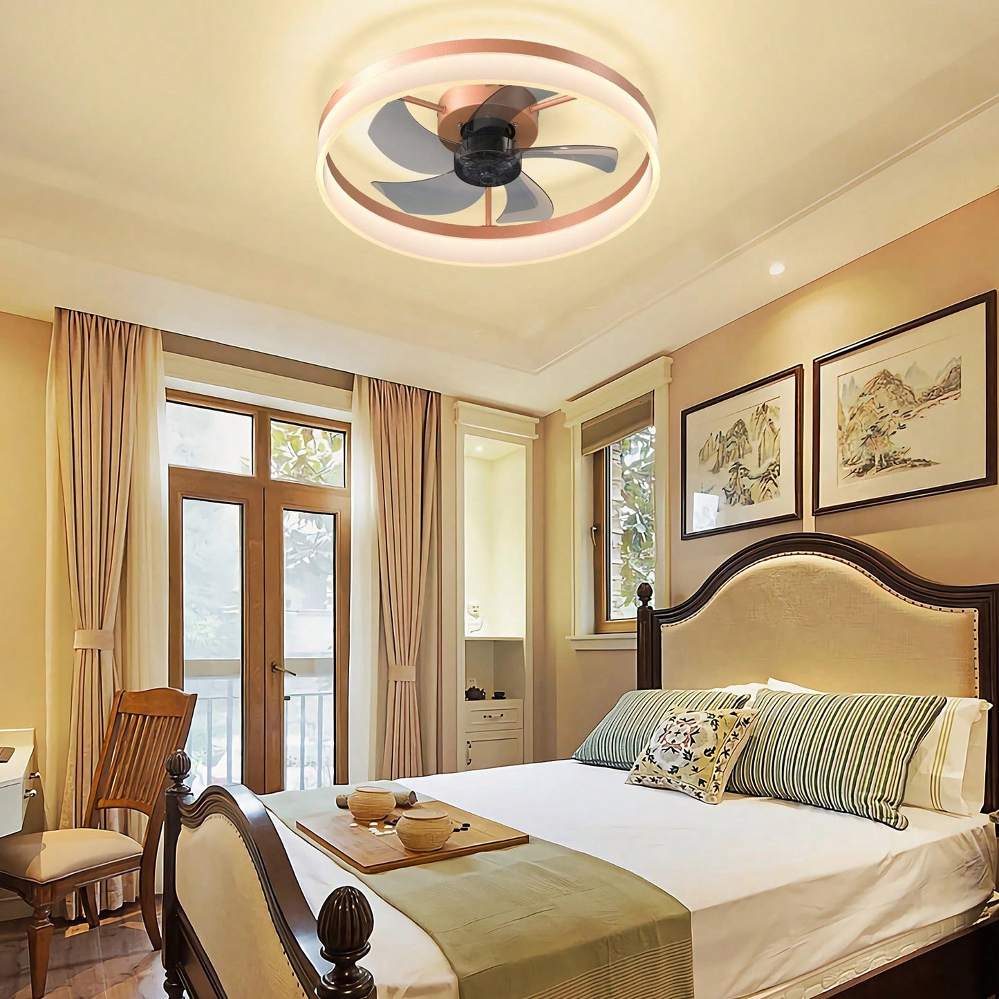 Dimmable LED Ceiling Fan with Remote Control Modern Design Adjustable Speed Silent Operation Indoor Lighting