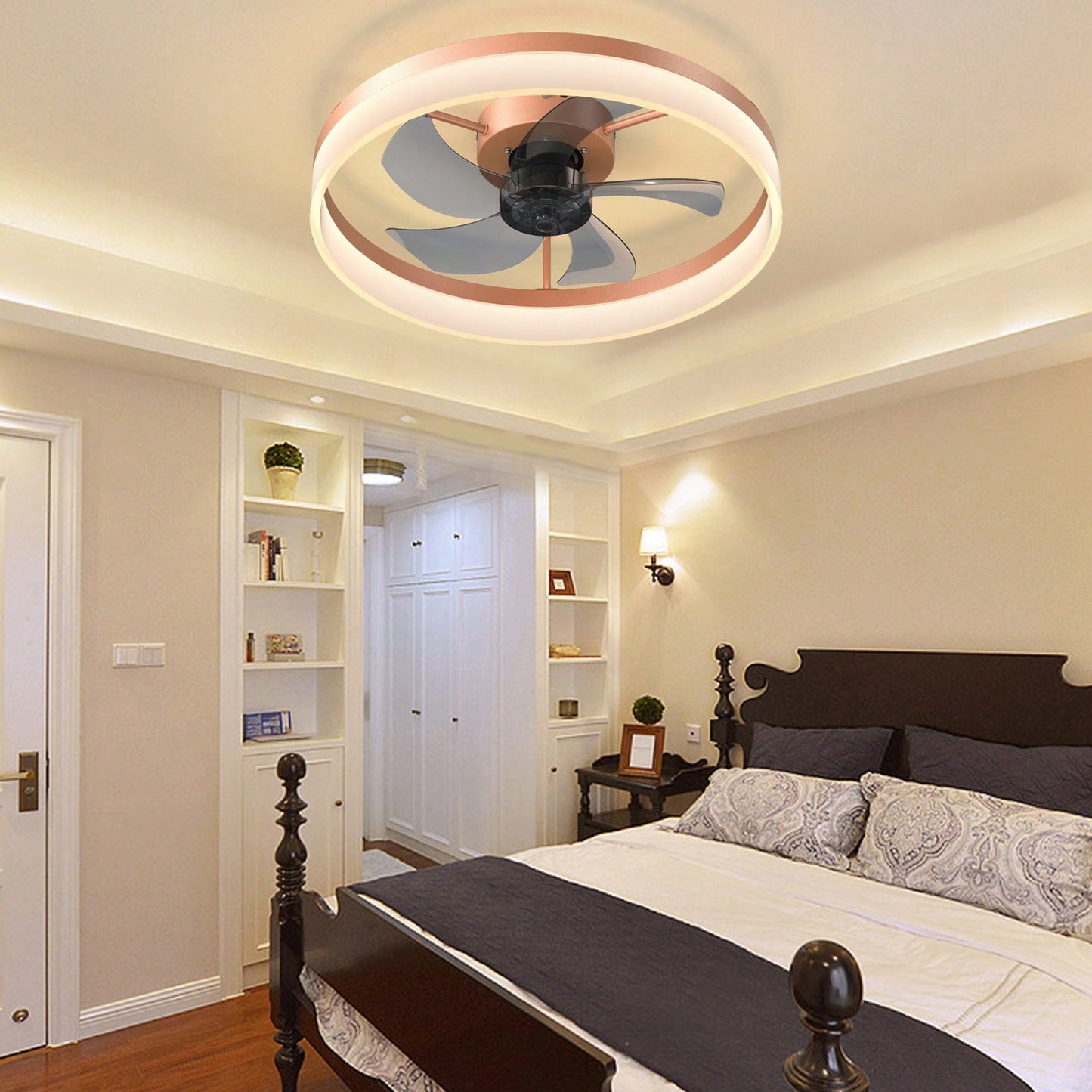 Dimmable LED Ceiling Fan with Remote Control Modern Design Adjustable Speed Silent Operation Indoor Lighting