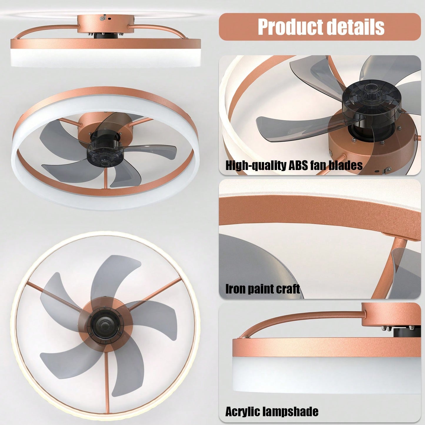 Dimmable LED Ceiling Fan with Remote Control Modern Design Adjustable Speed Silent Operation Indoor Lighting