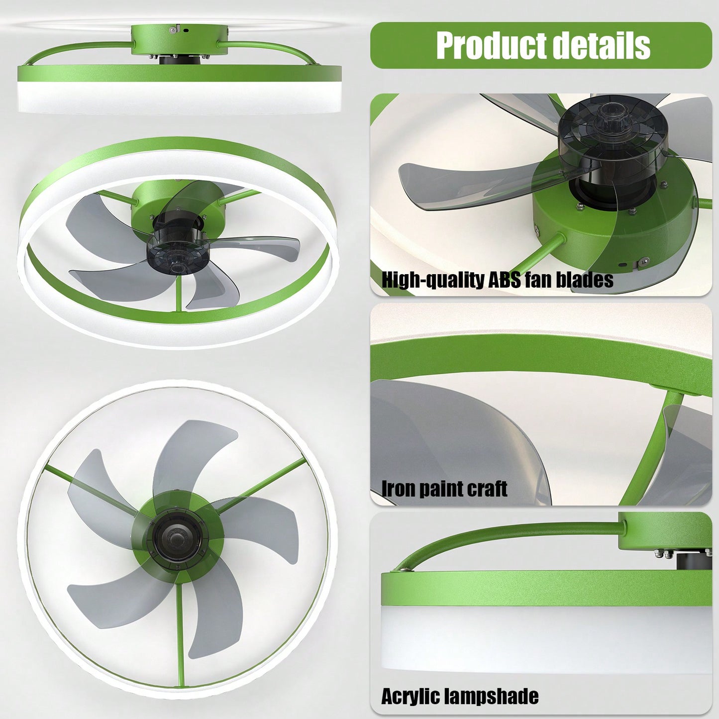 Dimmable LED Ceiling Fan with Remote Control Modern Design Adjustable Speed Silent Operation Indoor Lighting