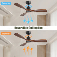 48 Inch Matte Black Outdoor Ceiling Fan with Remote Control Reversible DC Motor Solid Wood Blades 6-Speed Whisper Quiet Energy Efficient