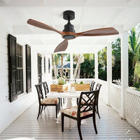 48 Inch Matte Black Outdoor Ceiling Fan with Remote Control Reversible DC Motor Solid Wood Blades 6-Speed Whisper Quiet Energy Efficient