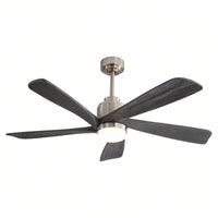 52 Inch Gray Wood Ceiling Fan with Dimmable LED Light Remote Control Reversible DC Motor Smart App Control Energy Efficient