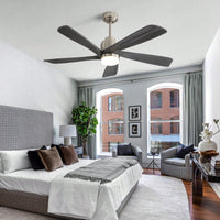 52 Inch Gray Wood Ceiling Fan with Dimmable LED Light Remote Control Reversible DC Motor Smart App Control Energy Efficient