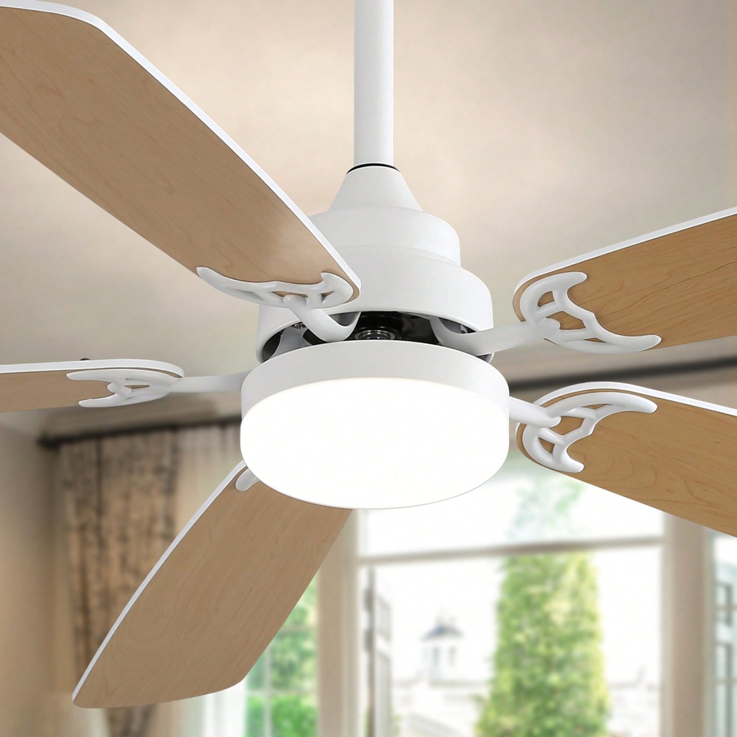 Modern 52 Inch Dimmable Ceiling Fan with Remote Control and Reversible DC Motor for Indoor Use in Farmhouse Living Room ETL Certified White