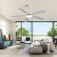 Modern 52 Inch Dimmable Ceiling Fan with Remote Control and Reversible DC Motor for Indoor Use in Farmhouse Living Room ETL Certified White