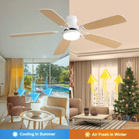 Modern 52 Inch Dimmable Ceiling Fan with Remote Control and Reversible DC Motor for Indoor Use in Farmhouse Living Room ETL Certified White