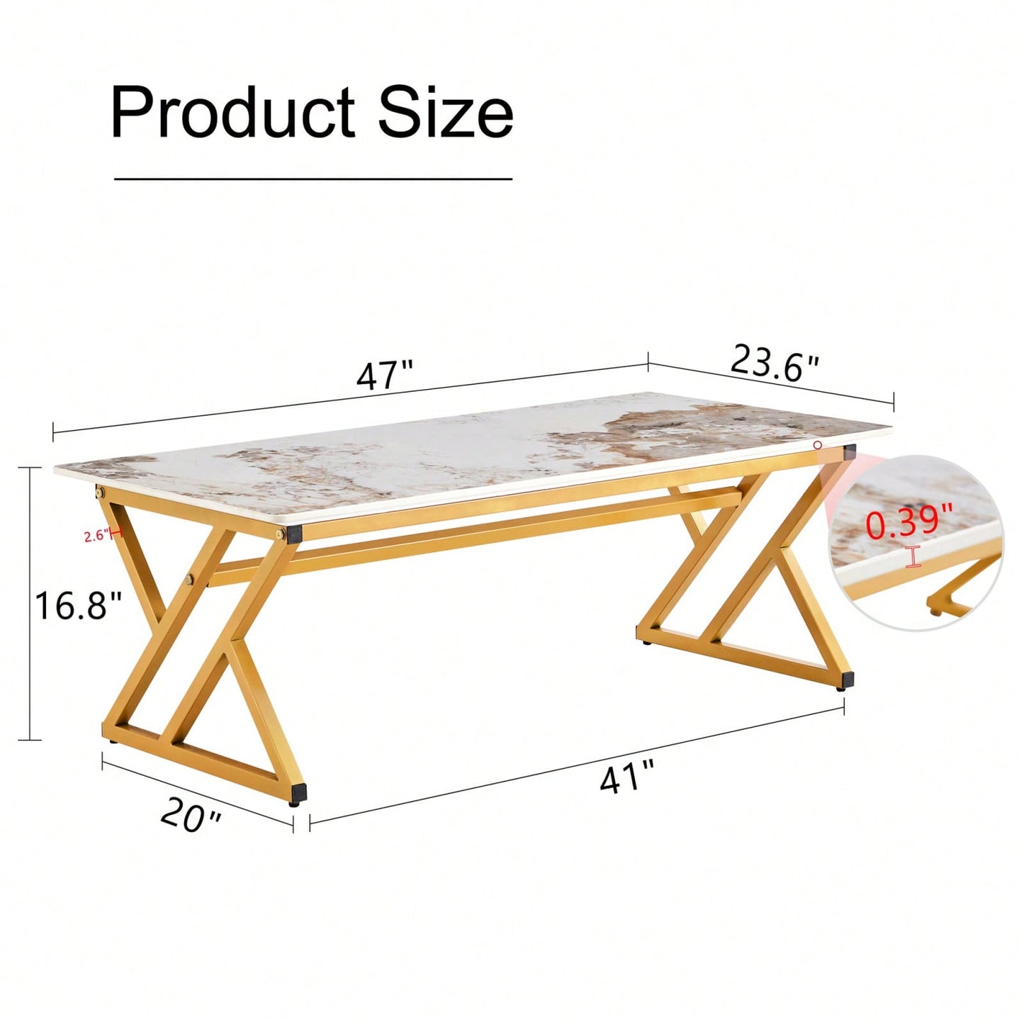Modern Minimalist Marble Coffee Table with Metal Legs - Versatile Design for Home Use Easy Assembly for Gatherings