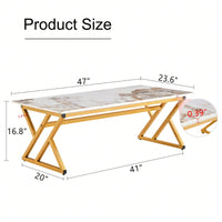 Modern Minimalist Marble Coffee Table with Metal Legs - Versatile Design for Home Use Easy Assembly for Gatherings