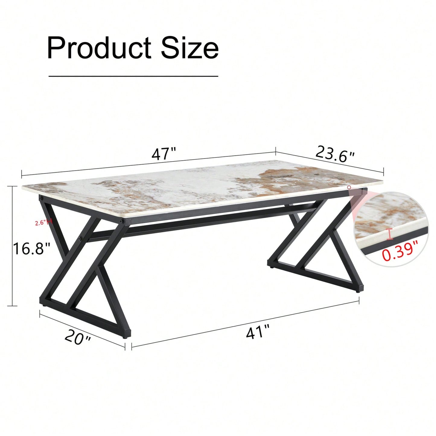 Modern Minimalist Marble Coffee Table with Metal Legs - Versatile Design for Home Use Easy Assembly for Gatherings