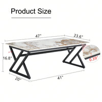 Modern Minimalist Marble Coffee Table with Metal Legs - Versatile Design for Home Use Easy Assembly for Gatherings