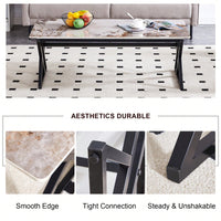 Modern Minimalist Marble Coffee Table with Metal Legs - Versatile Design for Home Use Easy Assembly for Gatherings