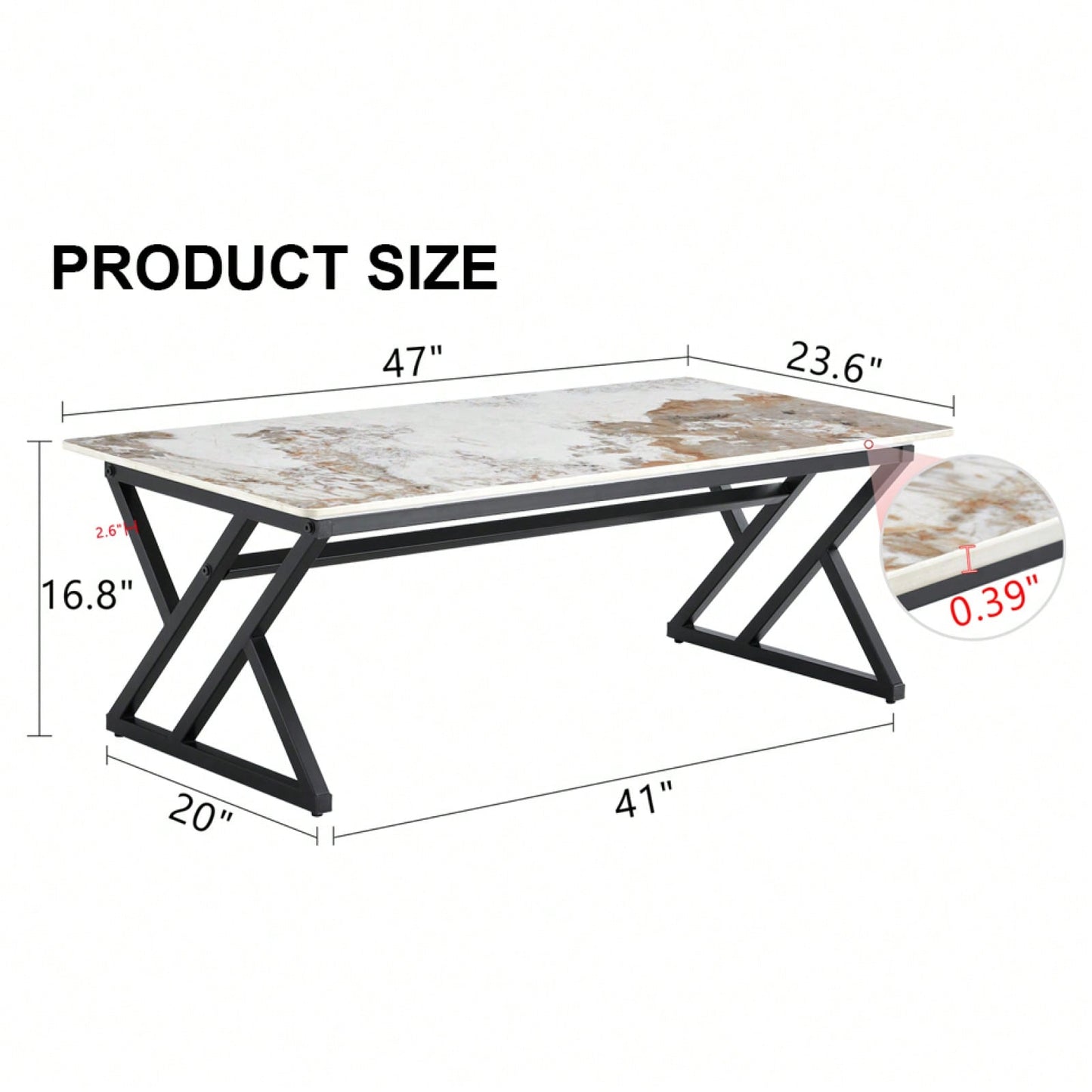 Modern Minimalist Marble Coffee Table with Metal Legs - Versatile Design for Home Use Easy Assembly for Gatherings