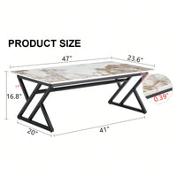 Modern Minimalist Marble Coffee Table with Metal Legs - Versatile Design for Home Use Easy Assembly for Gatherings