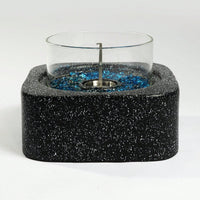 Ethanol Tabletop Fire Pit with Glass Wind Guard 3000BTU Mini Indoor Outdoor Concrete Fire Bowl