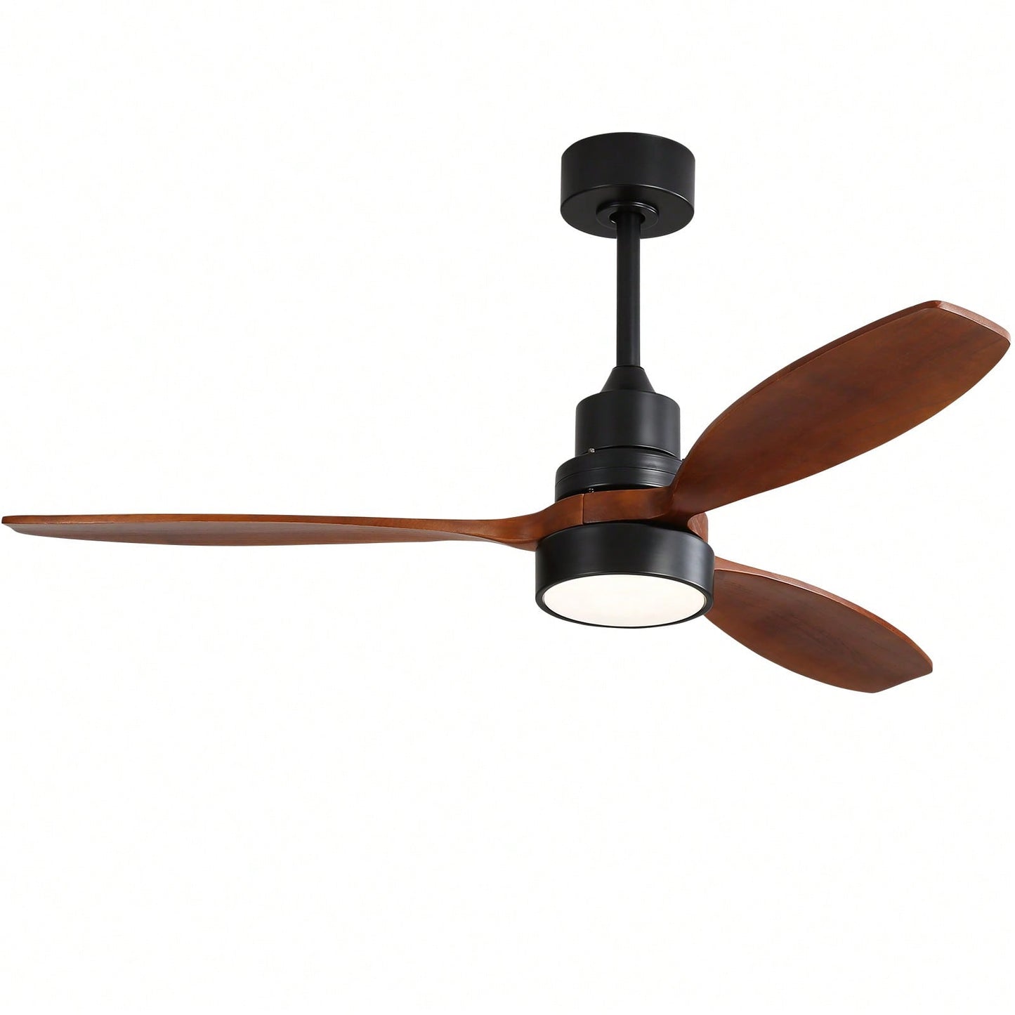 52 Inch Wooden Ceiling Fan with 3 Solid Wood Blades Remote Control Reversible DC Motor LED Light Indoor Outdoor High Quality Energy