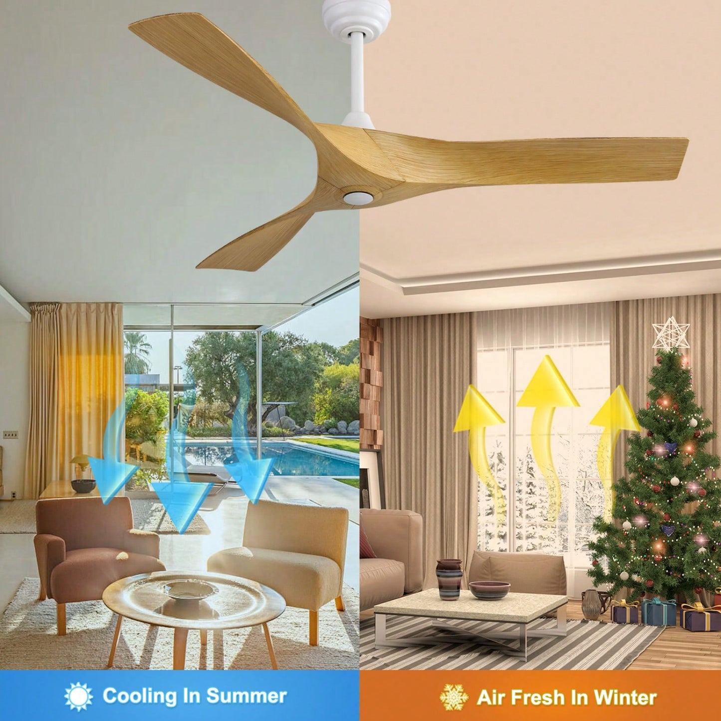 52 Inch Energy Efficient Modern Ceiling Fan with Remote Control Reversible DC Motor Ideal for Indoor and Outdoor Spaces