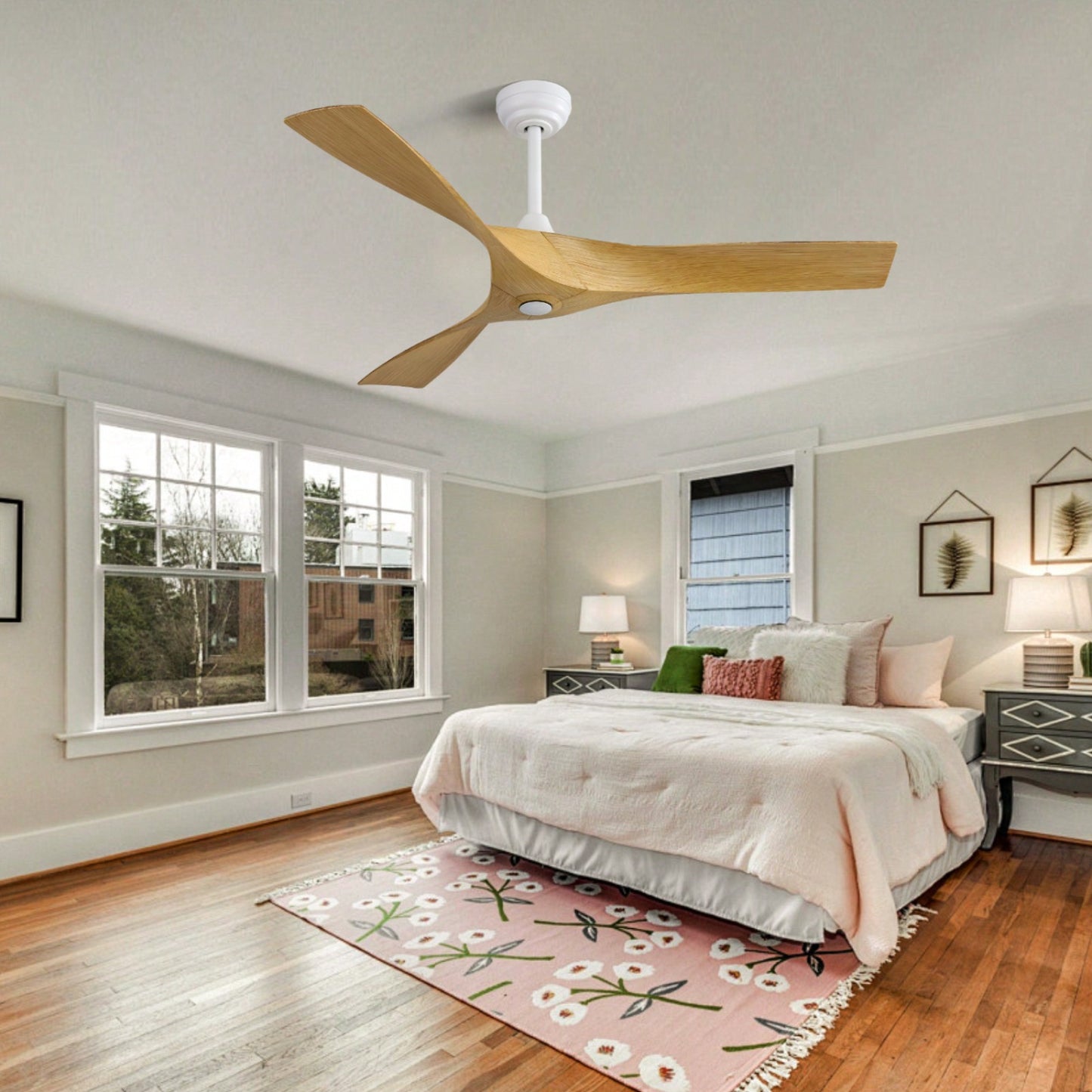 52 Inch Energy Efficient Modern Ceiling Fan with Remote Control Reversible DC Motor Ideal for Indoor and Outdoor Spaces