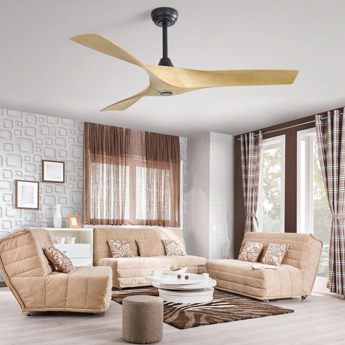 52 Inch Energy Efficient Modern Ceiling Fan with Remote Control Reversible DC Motor Ideal for Indoor and Outdoor Spaces