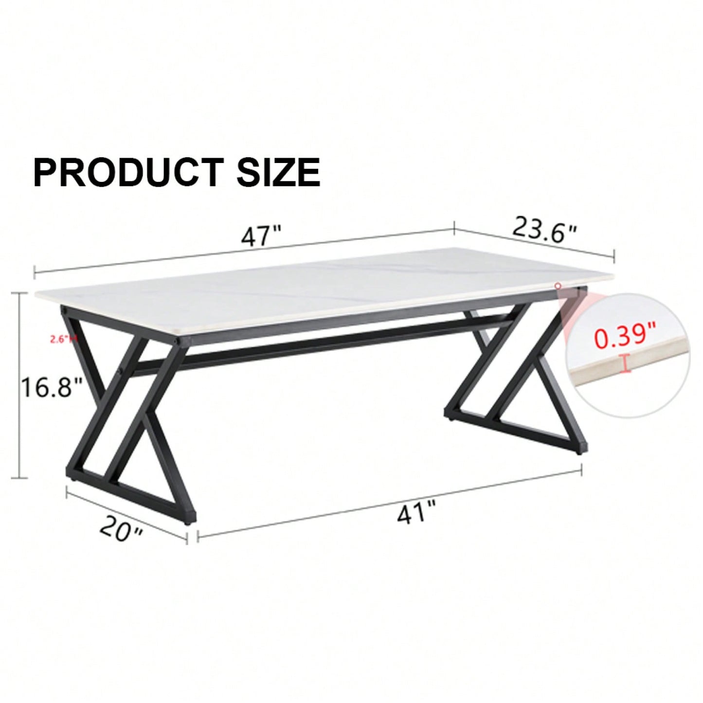 Elegant Minimalist White Marble Coffee Table with Metal Legs for Home Office Events Seats 2-4 Easy Assembly