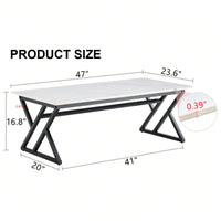 Elegant Minimalist White Marble Coffee Table with Metal Legs for Home Office Events Seats 2-4 Easy Assembly