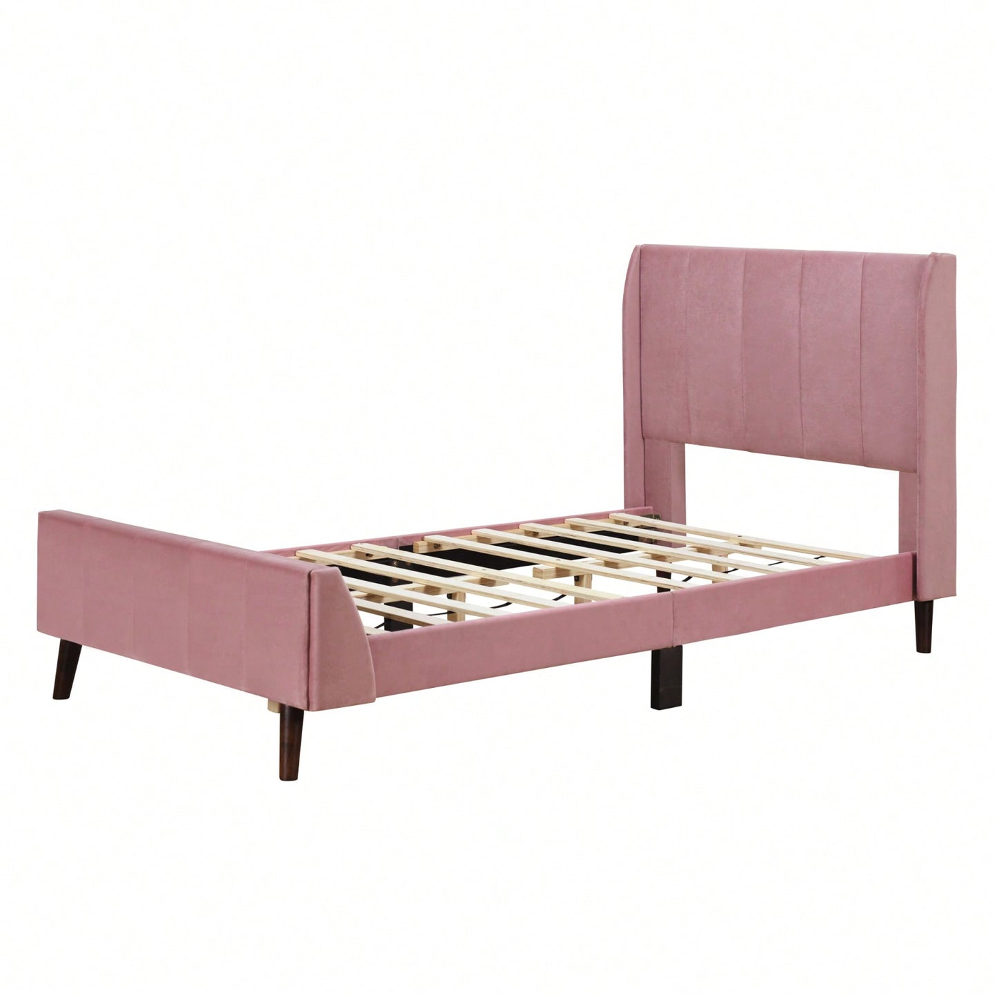 Velvet Twin Size Upholstered Platform Bed with Storage Modern Design Strong Plywood Construction Supports 600lbs