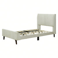 Velvet Twin Size Upholstered Platform Bed with Storage Modern Design Strong Plywood Construction Supports 600lbs