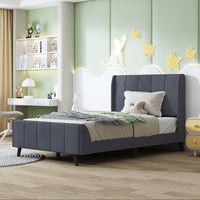 Velvet Twin Size Upholstered Platform Bed with Storage Modern Design Strong Plywood Construction Supports 600lbs