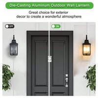 Traditional Matte Black Outdoor Wall Lamp with Clear Bubble Glass Shade Weather Resistant Porch Light Easy Install 1 Pack