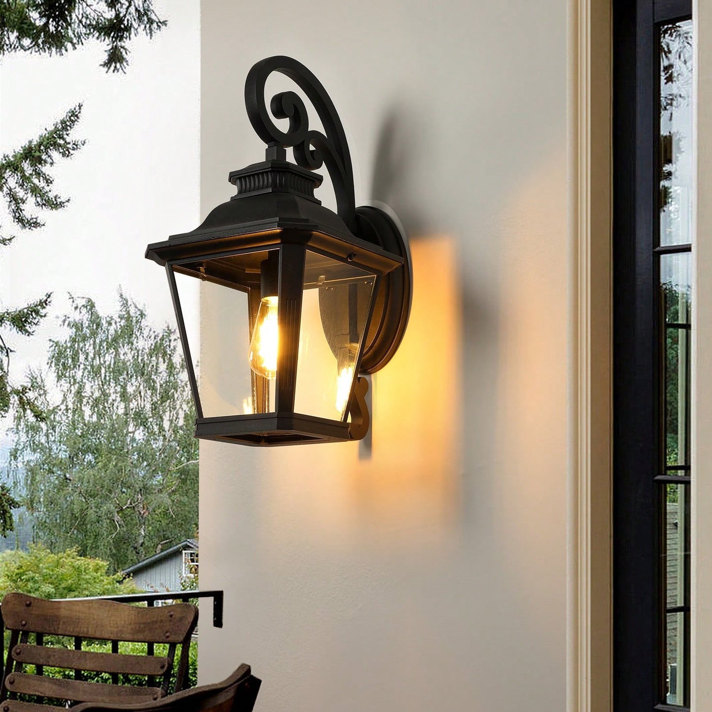 Rust-Proof Retro Outdoor Wall Sconce with Clear Glass - Weather Resistant Farmhouse Design for Patios E26 Base 100W Bulb Not Included