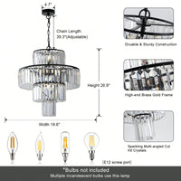 Elegant Black Crystal Chandelier Modern Pendant Light Fixture for Dining Room Bedroom Living Room 19.7 Inch Adjustable Height