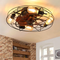 Low Profile Caged Ceiling Fan with Light Remote Control Modern Farmhouse Design Quiet DC Motor 6 Speeds Easy Install