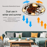 Low Profile Caged Ceiling Fan with Light Remote Control Modern Farmhouse Design Quiet DC Motor 6 Speeds Easy Install