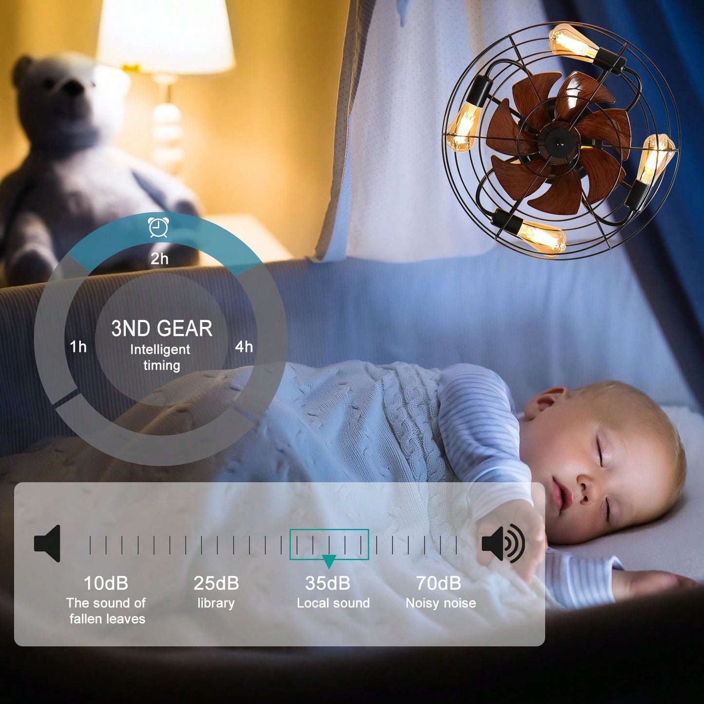 Low Profile Caged Ceiling Fan with Light Remote Control Modern Farmhouse Design Quiet DC Motor 6 Speeds Easy Install