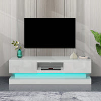 Modern 63-Inch TV Stand with LED Lighting High Gloss Finish for Living Room Holds Up to 65-Inch TV with Remote Control and Storage Drawers