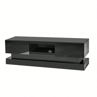 Modern 63-Inch TV Stand with LED Lighting High Gloss Finish for Living Room Holds Up to 65-Inch TV with Remote Control and Storage Drawers