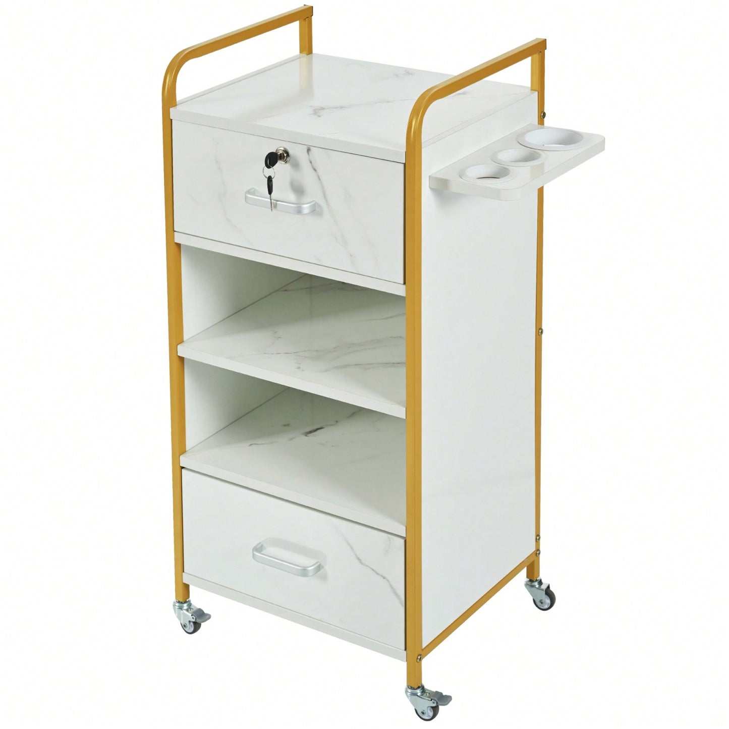 Locking Salon Storage Cabinet with Hair Dryer Holder Ample Space for Beauty Spa Barber Shop Organizer