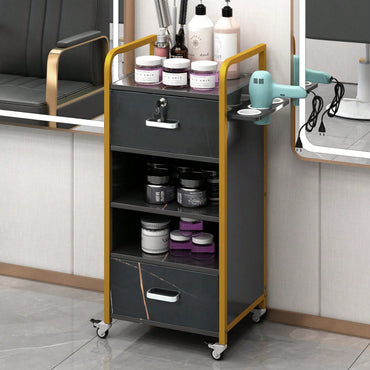 Locking Salon Storage Cabinet with Hair Dryer Holder Ample Space for Beauty Spa Barber Shop Organizer