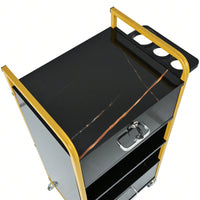 Locking Salon Storage Cabinet with Hair Dryer Holder Ample Space for Beauty Spa Barber Shop Organizer