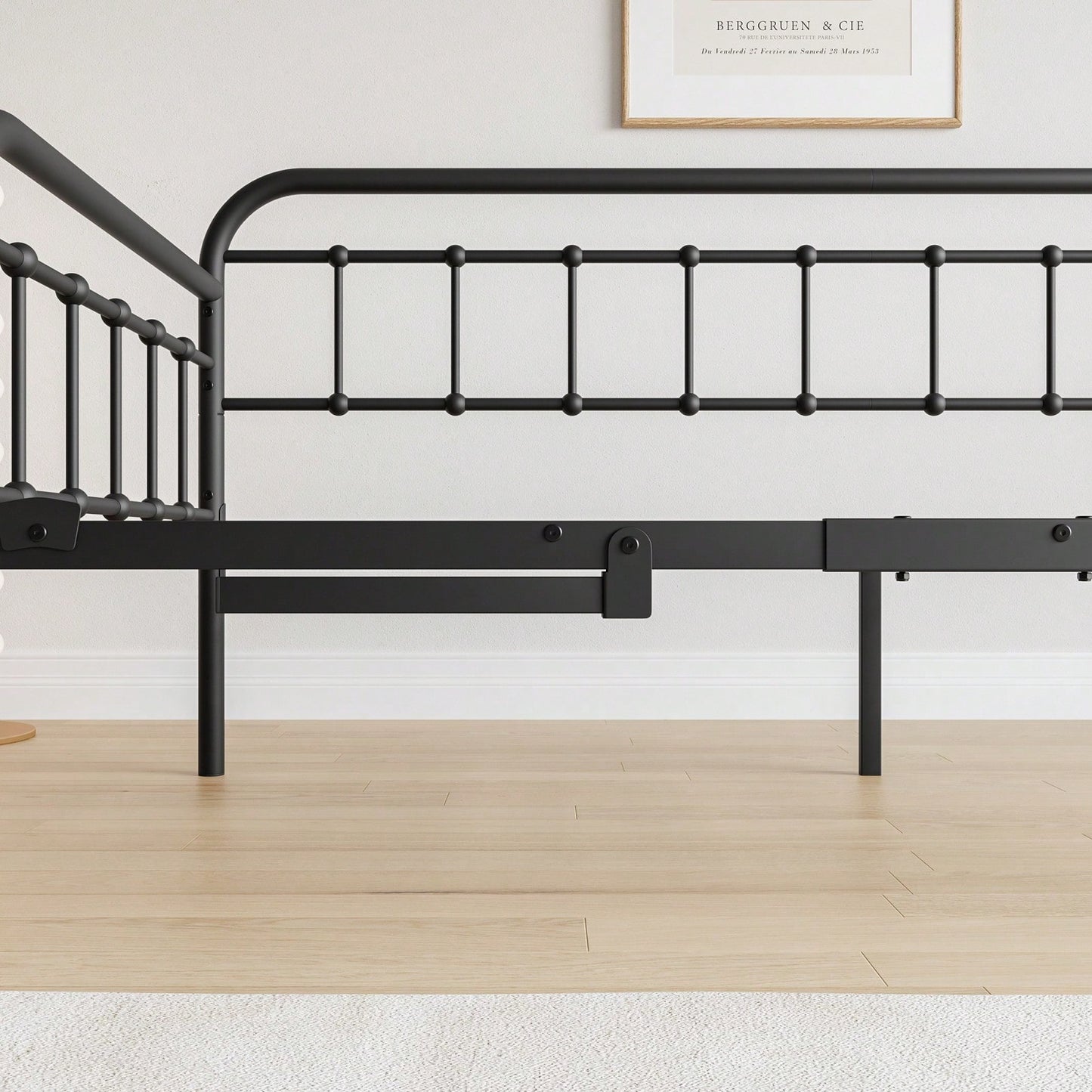 Heavy Duty Metal Daybed Frame with Trundle Black Stylish Space Saving Design No Box Spring Needed