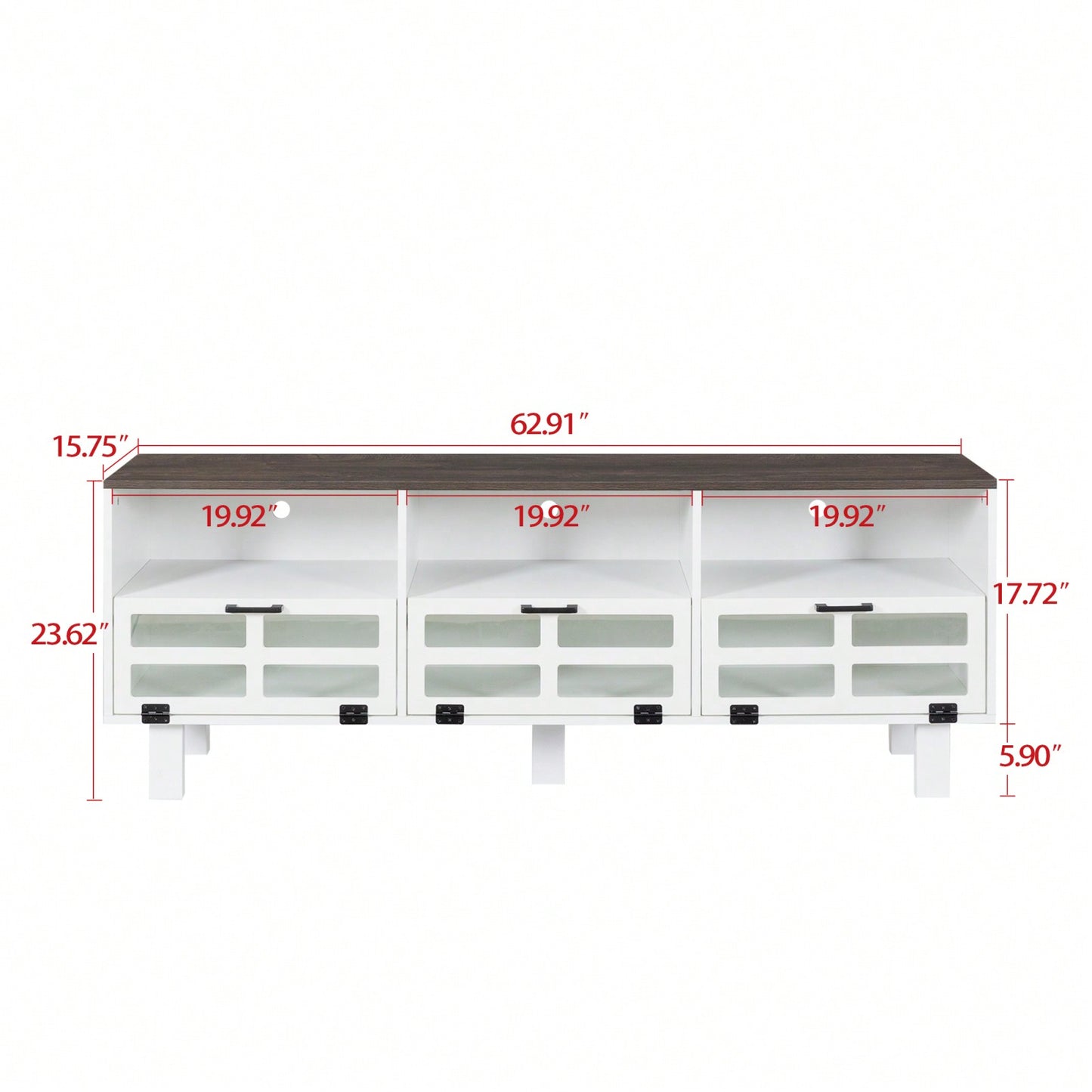 Stylish American Country TV Stand with Glass Doors and Birch Legs for 65-Inch TVs Large Storage Space Fusion Design