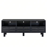 Stylish American Country TV Stand with Glass Doors and Birch Legs for 65-Inch TVs Large Storage Space Fusion Design