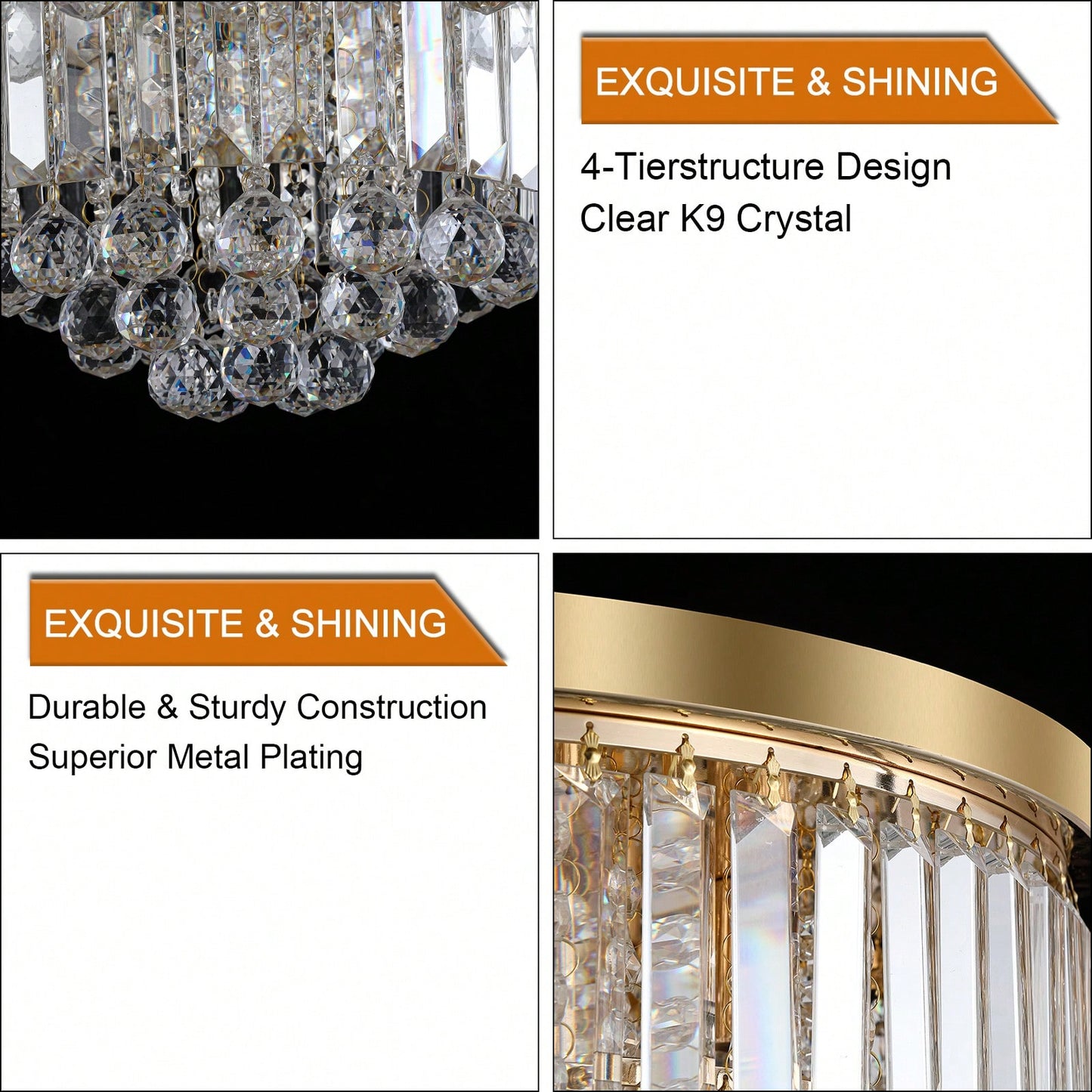 Luxury Modern Crystal Chandelier for Living Room Bedroom Elegant K9 Crystal Metal Frame 14.2x19.7 Bulbs Not Included Home Decor Gift