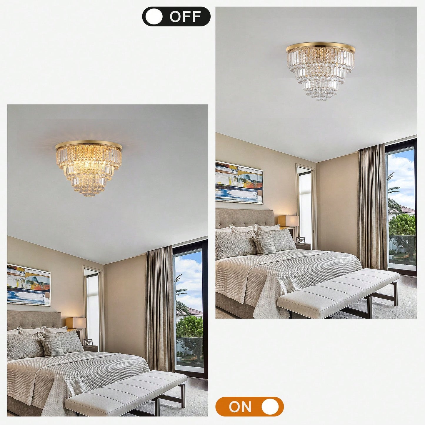 Luxury Modern Crystal Chandelier for Living Room Bedroom Elegant K9 Crystal Metal Frame 14.2x19.7 Bulbs Not Included Home Decor Gift