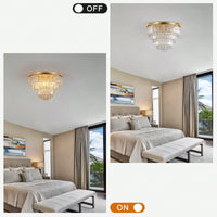 Luxury Modern Crystal Chandelier for Living Room Bedroom Elegant K9 Crystal Metal Frame 14.2x19.7 Bulbs Not Included Home Decor Gift