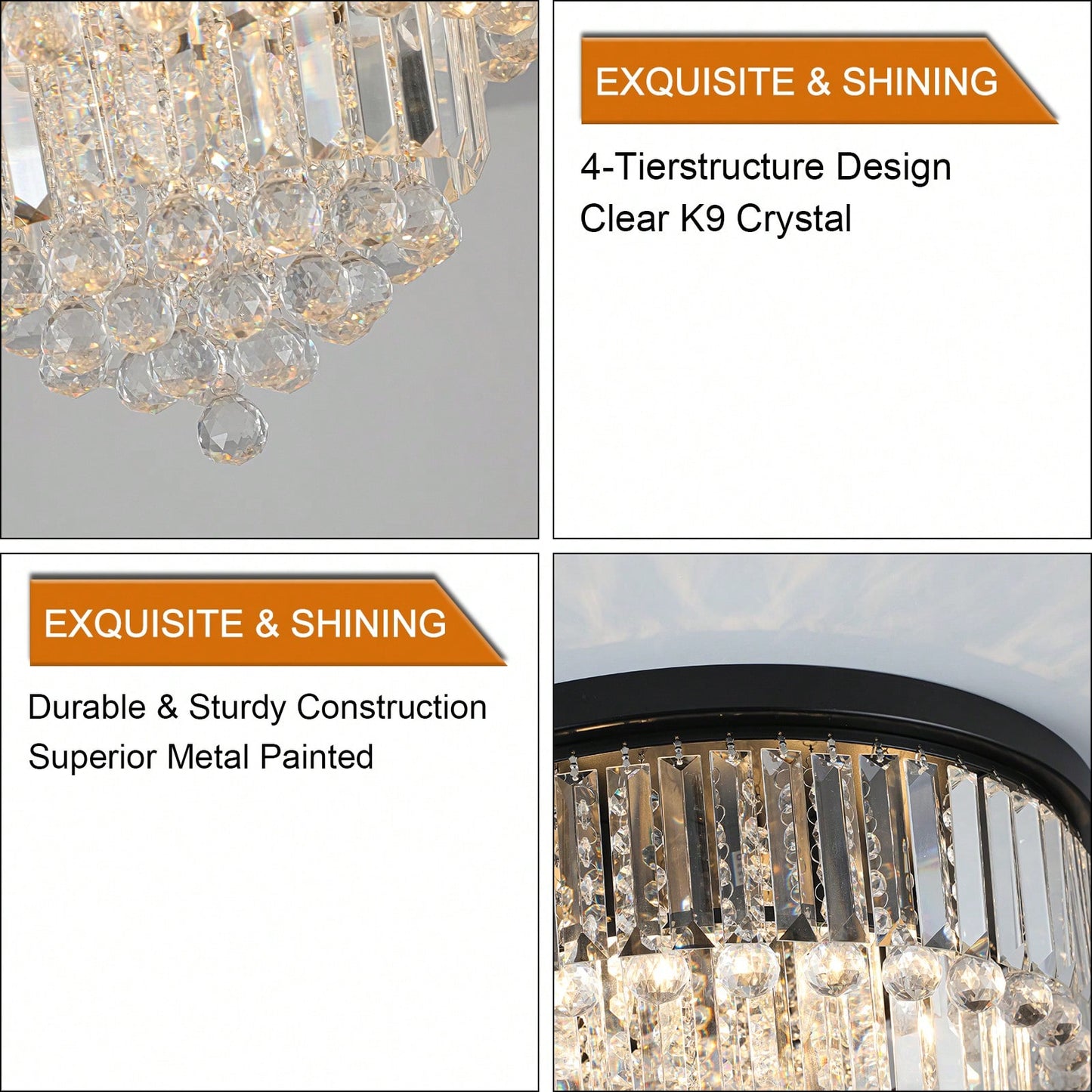 Luxury Modern Crystal Chandelier for Living Room Bedroom Elegant K9 Crystal Metal Frame 14.2x19.7 Bulbs Not Included Home Decor Gift